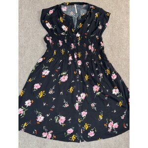 Free People Black Floral Button Sundress Dress Medium